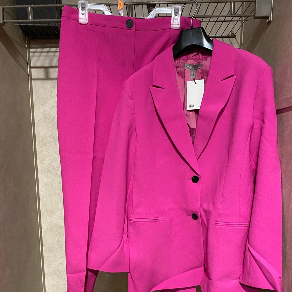 ASOS Design vibrant pink blazer and pant NWT.